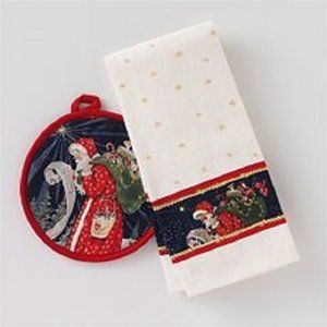 St. Nicholas Square 2-Piece Christmas Holiday Santa Kitchen Towel and Pot holder